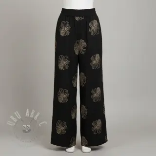 Viskoosi pellavalla EMBROIDERY Flower Maya black