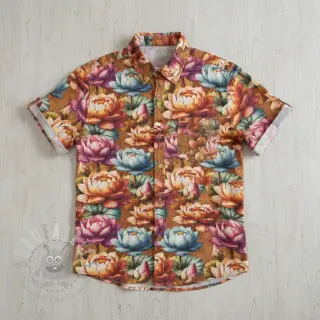 Viskoosi pellavalla Marigold design C digital print