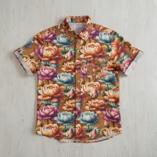 Viskóza s ľanom Marigold design C digital print