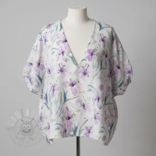 Viskoosi pellavalla Natural Lin Laurel purple digital print