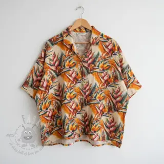 Viskoosi pellavalla Marigold design Ja digital print