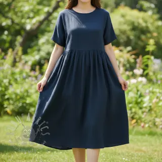 Viskoosi pellavalla CRINCLE navy