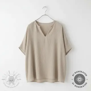 Viskoosi pellavalla CRINCLE beige