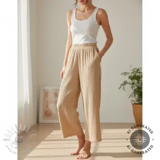 Viskoosi pellavalla CRINCLE beige