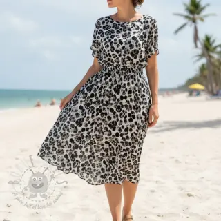 Viskoosi SATIN Animal skin black digital print