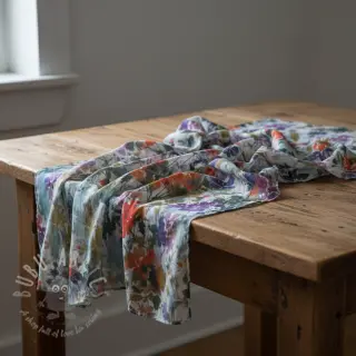 Viskoosi SATIN Flowie Kin off white digital print