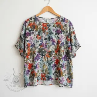 Viskoosi SATIN Flowie Kin off white digital print