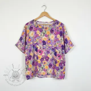 Viskoosi SATIN Lavender flowers digital print
