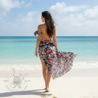 Viskoosi RADIANCE Flower Uma navy digital print