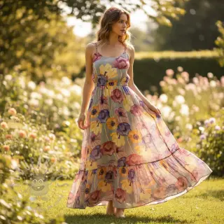 Viskoosi RADIANCE Flower Elia digital print
