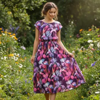 Viskoosi RADIANCE Flower Bea digital print