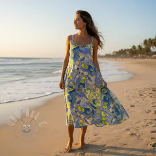 Viskoosi RADIANCE Abstract paisley blue digital print