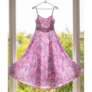 Viskóza RADIANCE Anabella leaves pink digital print
