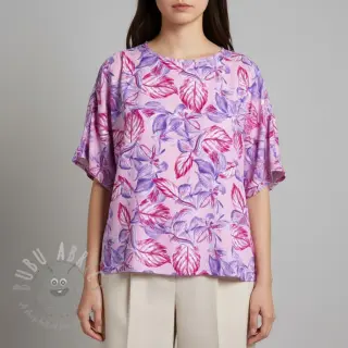 Viskoosi RADIANCE Anabella leaves pink digital print