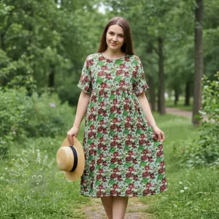 Viskoosi RAYON POPLIN Knitted design E digital print