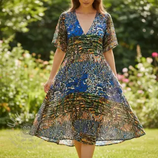 Viskoosi Dimulti dark blue digital print