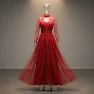 Tyl na TUTU ROYAL SPARKLE red silver