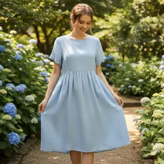 Ľan s bavlnou Lico light blue