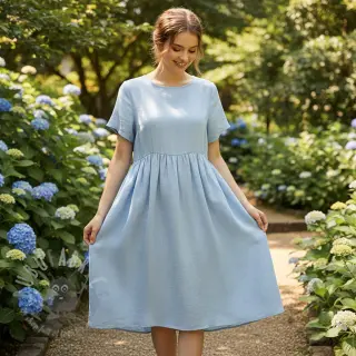 Pellava puuvillalla Lico light blue