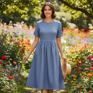 Pellava puuvillalla Lico navy