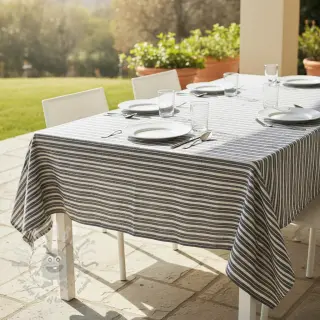 Pellava puuvillalla Lira big stripe black