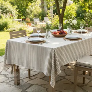 Pellava puuvillalla Lira big stripe beige