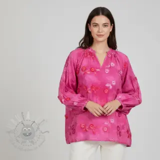 Puuvillakangas TIE DYE EMBROIDERY Poppy design U