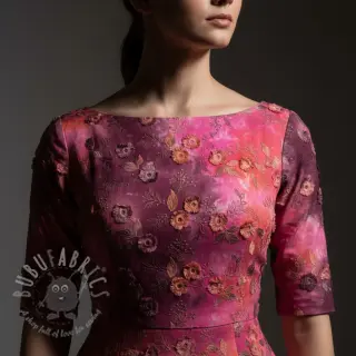 Puuvillakangas TIE DYE EMBROIDERY Poppy design Q