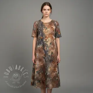 Puuvillakangas TIE DYE EMBROIDERY Poppy design M