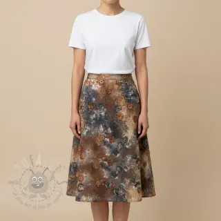 Puuvillakangas TIE DYE EMBROIDERY Poppy design M