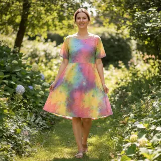 Puuvillakangas EMBROIDERY Tie dye Della design A
