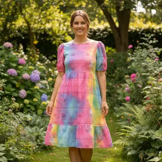 Puuvillakangas EMBROIDERY Tie dye Della design B