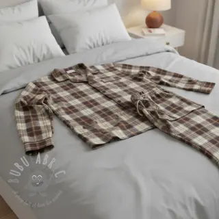 Puuvillakangas YARN DYED CHECK BRUSHED brown