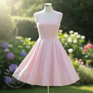 Puuvillakangas YARN DYED CHECK BRUSHED light rose