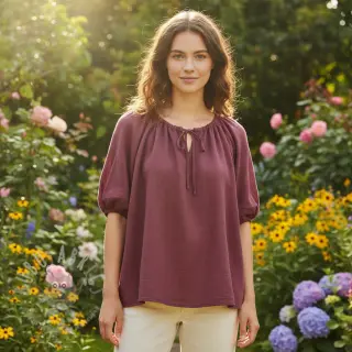 Puuvillakangas SLUB WASHED mauve
