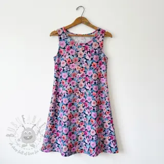 Puuvillakangas Significant flowers navy digital print