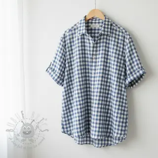 Puuvillakangas Check blue