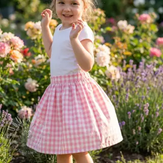 Puuvillakangas Check rosa
