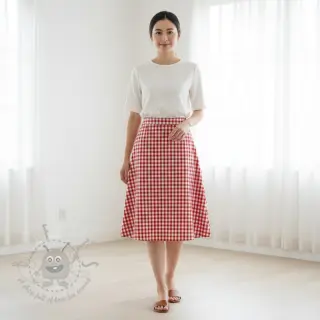 Puuvillakangas Check red