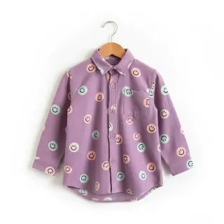 Bavlnená látka FLANNEL Happy faces lavender