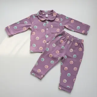 Bavlnená látka FLANNEL Happy faces lavender