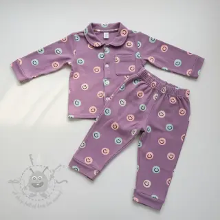 Puuvillakangas FLANNEL Happy faces lavender