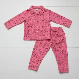 Bavlnená látka FLANNEL Dogs pink