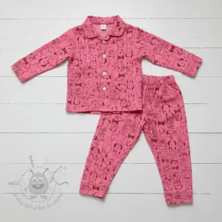 Puuvillakangas FLANNEL Dogs pink
