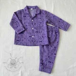 Puuvillakangas FLANNEL Dogs purple