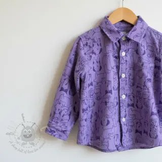 Puuvillakangas FLANNEL Dogs purple