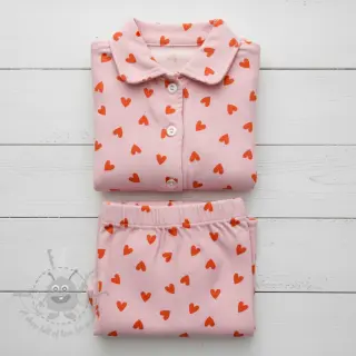 Puuvillakangas FLANNEL Hearts pink