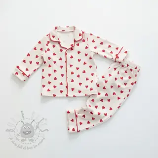 Puuvillakangas FLANNEL Hearts off white