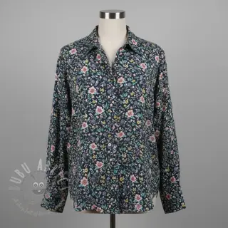 Puuvillakangas Flowers Tara navy design B digital print