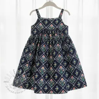 Puuvillakangas Flowers Tara navy design Ja digital print